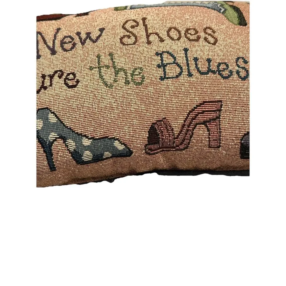 Vintage Tapestry Throw Pillow “Shoes Cure The Blues” 12’ X 8’ Fast Ship 3469-21